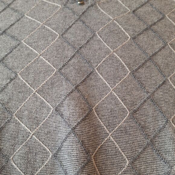 Joseph Abboud Grey Diamond Knit Alpaca Wool Quarter Zip Sweater Academia Size M - Picture 8 of 10